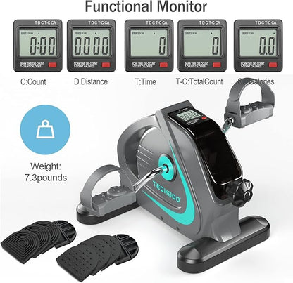 Under Desk Bike Pedal Exerciser Portable Mini Home Exercise Bike with 5LBS Flywheel Sitting Peddler Exerciser for Seniors Legs and Arms Trainer Physical Therapy Equipment Fitness Exercise Bicycle