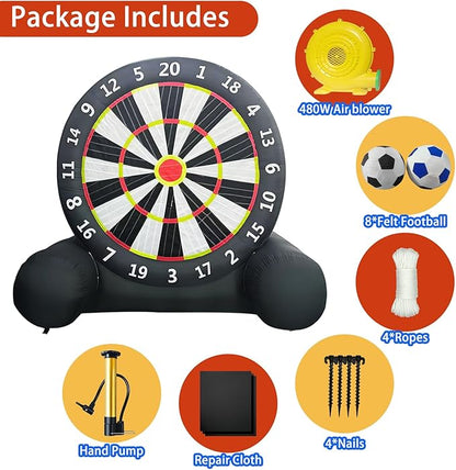 Giant Inflatable Soccer Dart Board, 10ft Inflatable Soccer Kick Darts Games with Blower & 8 Sticky Soccer Balls, Outdoor Inflatable Soccer Target Dart Board Yard Game