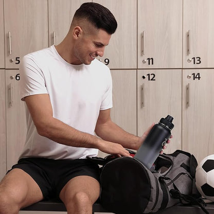 Trebo 32 oz Water Bottle Insulated with Paracord Handle and 3 Lids, Leakproof Stainless Steel Vacuum Water Jug Keep Cold 48 Hours, BPA-Free Gym Water Flask for Men Women Sports, Travel, Dark Gray