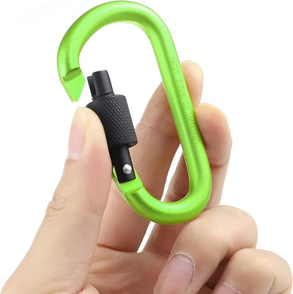 10 Pack Aluminum D Ring Key Rings Hiking Clips Locking Carabiner for Hiking Camping Fishing and Outdoor Use，Clips with Screw Gate Multicolored