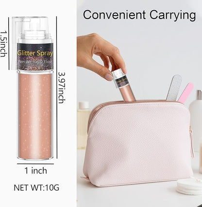 Hair and Body Glitter Spray, 1PC Champagne Hair Glitter Extra Fine Face Shimmer Powder for Clothes, Festival Loose Sparkle Powder for Rave Clothes Nail Art Easter Halloween Crafts (Champagne)