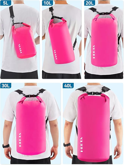 HEETA Waterproof Dry Bag for Women Men(Upgraded Version) 5L/10L/20L/30L/40L Roll Top Lightweight Dry Storage Bag Backpack with Emergency Whistle for Travel, Swimming, Boating, Kayaking, Camping, Beach
