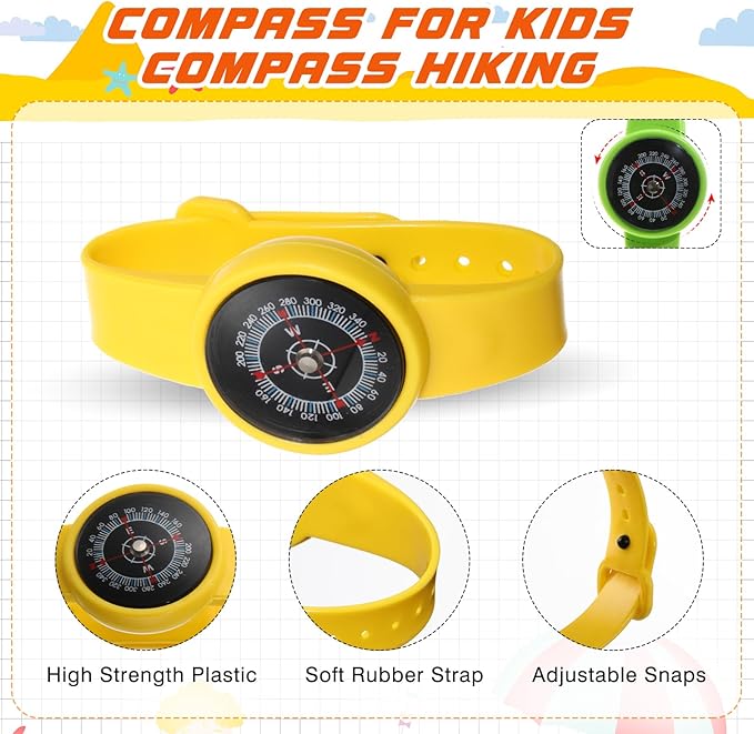 12 Pcs Compass for Kids Compass Hiking Colorful
