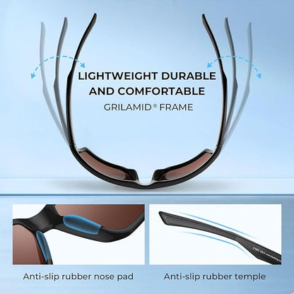 KastKing Osage Polarized Sport Sunglasses for Men and Women, Ideal for Driving Fishing Cycling Running, UV Protection