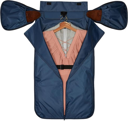 Halfday Convertible 2-in-1 Garment Duffel Weekender Bag 45L | Wrinkle-Free Travel, Hanging Suit Compartment, Shoe Pockets, Trolley Sleeve. Durable & Water-Resistant Carry-On, Marine