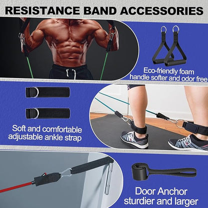 Resistance Bands,Exercise Bands,Resistance Bands for Working Out with Handles for Men and Women,Workout Bands with Door Anchor and Ankle,Strength Training Home Gym Equipment