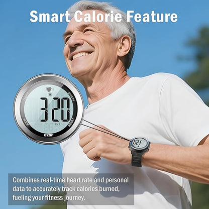 EZON Heart Rate Monitor and Chest Strap, Exercise Heart Rate Monitor, Sports Watch with HRM, Waterproof, Stopwatch, Hourly Chime T007