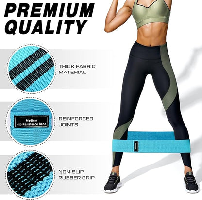 12 Pcs Fabric Resistance Bands for Working Out Booty Workout Stretch Exercise Bands Non Slip for Legs Squat Resistance Loop for Women Men Starter Butt Hip Thigh Fitness