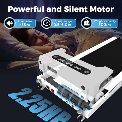 GOYOUTH Walking Pad Treadmill, Under Desk Treadmill for Home Office, Wide Belt Compact Treadmills 300 lbs Capacity, 2.25HP Shock-Absorbing Walking Jogging Running Machine Remote Included