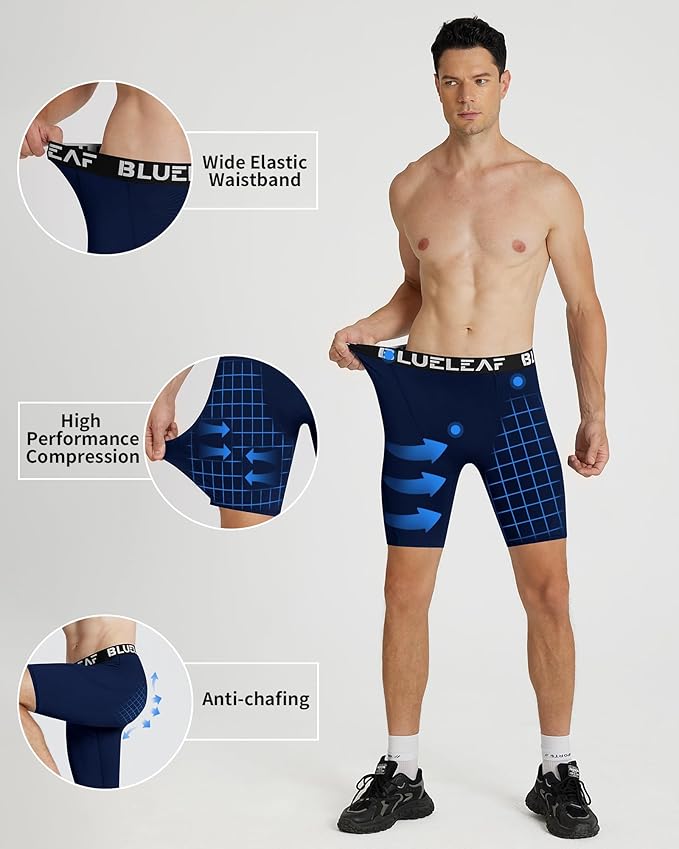Blueleaf Men's Compression Shorts Sports Running Spandex Shorts Performance Athletic Workout Base Layer Underwear