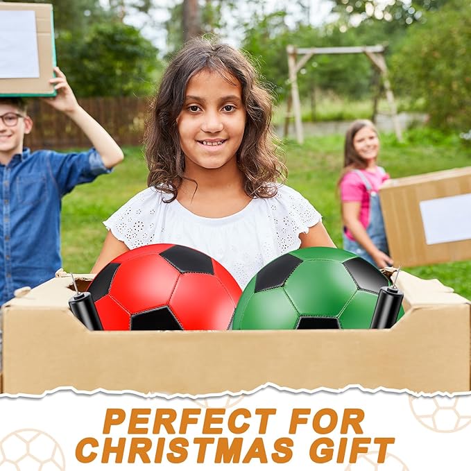 12 Pack Operation Christmas Bulk Items Soccer Ball with Pump Needles, Official Size 3/4/5 Soccer Ball Deflated Gift for Christian Charity Donation Training Practice