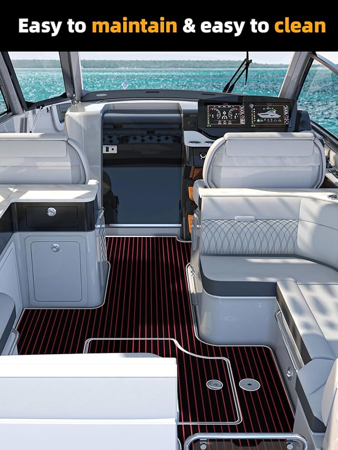 FOCEAN Boat Flooring EVA Foam Boat Decking Faux Teak Marine Flooring Boat Mat Boat Carpet Sheet for Motorboat RV Yacht Kayak Surfboard, 94.5"x 47.2"/35.4"/23.6"/15.7"