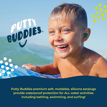 Earvolution Floating Putty Buddies Ear Plugs for Swimming - Invented by an Ear Physician - Moldable, Premium, Silicone - Floats on Water - Waterproof - Made in The USA - 3 Pack - Blue/Yellow/Green