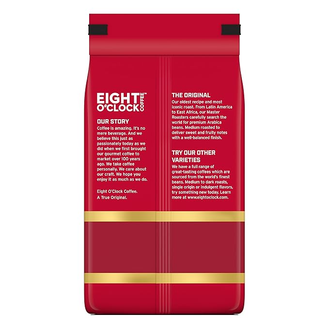 Eight O'Clock Coffee The Original Ground Coffee, Medium Roast, 21 Ounce (Pack of 1) - Sweet, Fruity, Well Balanced