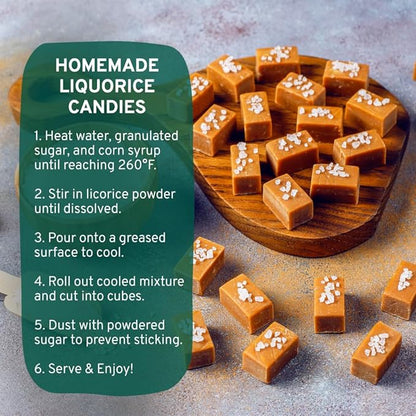 HANDPICK Licorice Root Powder (226g/8oz) Non GMO, Gluten Free, 100% Raw Ground Mulethi, Sourced from India, Glycyrrhiza Glabra, Packed in Resealable Ziplock Pouch