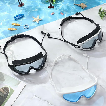 Kanayu 6 Pieces Swimming Goggles Wide View No Leaking Anti Fog Adult Swim Goggles with Earplugs Nose Clip for Adult Men Women