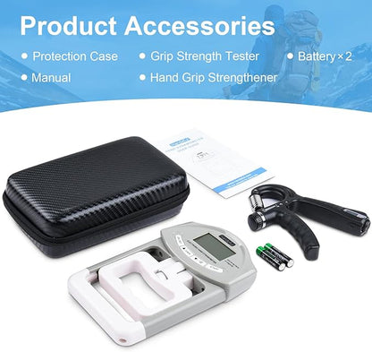 Handeful Grip Strength Tester Trainer - Dynamometer Handgrip Measurer Meter, Handheld Strengthener Exerciser for Sports, School, and Home Use (198Lbs / 90Kgs)