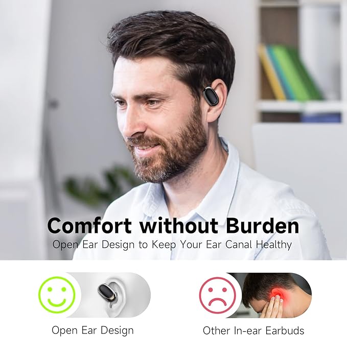 IFECCO Open Ear Headphones Bluetooth 5.4 - Wireless Open Ear Earbuds with Ddigital Display Charging Case,48H Playtime Premium Sound Sport Conduction Headphones for Running, Cycling Driving