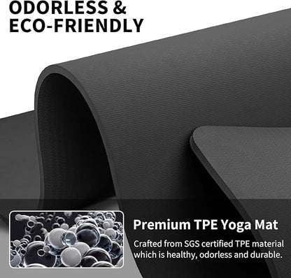 Hatha Yoga Extra Long TPE Yoga Mat 79" x 40” x 1/2" Thick Non-slip Exercise Mat for Home Gym Use, Yoga, Pilates, Fitness & Workouts