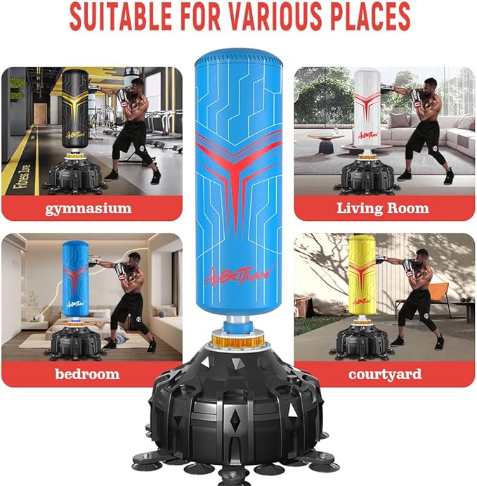 Freestanding Punching Bag with Boxing Gloves, Boxing Bag with Suction Cup Base for Adult Teens-Standing Kickboxing Bag for Home Office Gym