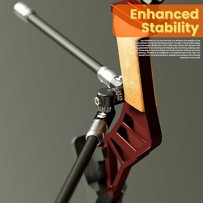 Bow Stabilizer Kit, Adjustable Bow Rod Stabilizer for Compound Bows, Quick Disconnect Single-Sided V-bar Mount, Aluminum Alloy Sidebar Mount Bow Mount