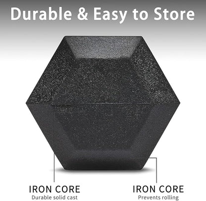 Yufer 6-10 Pair Iron and Rubber Coated Dumbbell Set 350/450 and 550 lbs 5-50 lbs Hand Free Weight for Strength Hex Rubber Weights with Vertical Storage Rack Fitness Home Gym Equipment