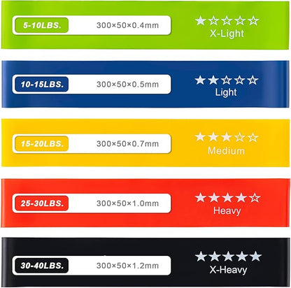 Resistance Bands for Working Out, Exercise Bands with 5 Resistance Levels Fit for Home Fitness, Strength Training, Natural Latex Resistance Band Include Instruction Guide and Carry Bag