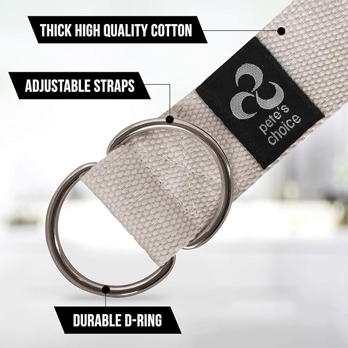 2-PACK or 5-PACK Yoga Exercise Adjustable Straps 8Ft | BONUS eBook | with Durable D-Ring For Pilates & Gym Workouts | Hold Poses, Stretch, Improve Flexibility & Maintain Balance