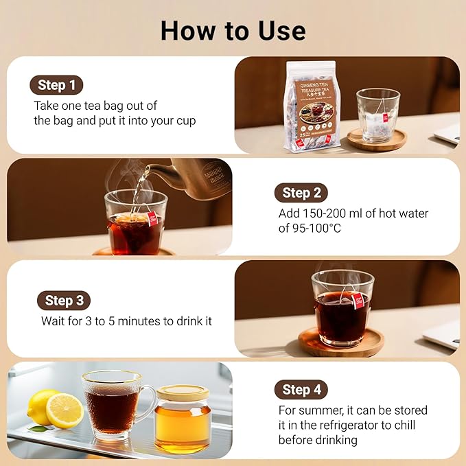 Kidney Tea Formula Ginseng Six Treasure Tea, Ginseng Five Treasure Cleanse Detox Teabag, 10 Precious Ingredients Formula Support Kidney and Live Health for Men Women (50 Bags/2 Pack)