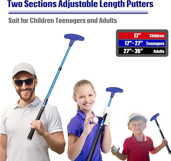 Golf Putter - Golf Putters for Men Right Handed Golfers or Left Handed Golf Putter for Kids and Womens Mini Golf Clubs Set - Two-Way Adjustable Length putters with 5 Golf Practice Ball
