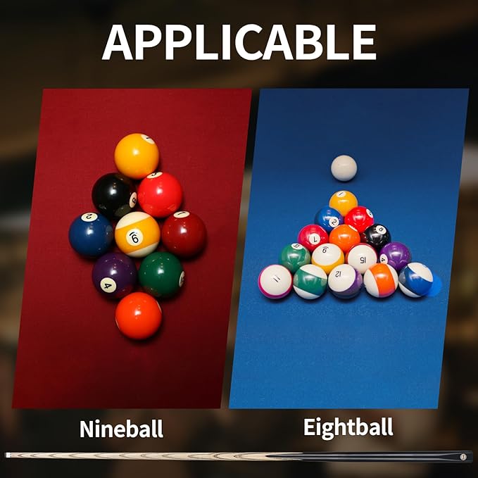 Kmise Pool Cue Sticks, 41"/57??58" Hardwood Pool Cue Set of 4/6/8, 13OZ/20OZ with 13/10 MM Brass Tips, Table Billiard Cue Stick for Bar, Home, Billiard Room