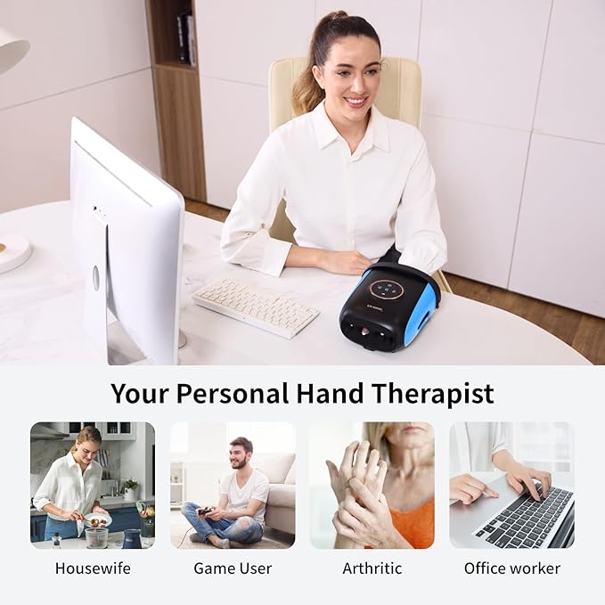 FIT KING Hand Massager, Finger Wrapped Design for More Relaxation, Large Space for Both Men and Women, Ideal Gift (Blue)