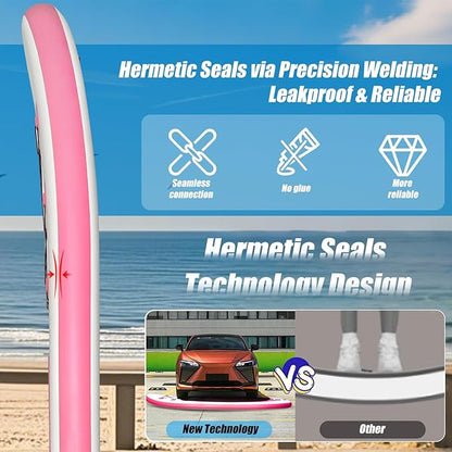 10' Inflatable Stand Up Paddle Board, Ultra-Light Wide Yoga Board for All Skill Levels with Premium SUP Paddleboard Accessories, 84L Waterproof Bag, Non-Slip Comfort Deck for Youth & Adults