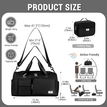 FIORETTO Women's Gym Duffle Bag with Shoes Compartment, 37L Capacity, Ideal for Travel, Gym, Sports, Duffel, Weekender