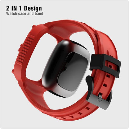 GELISHI Compatible with Fitbit Versa 3 Bands with Bumper,TPU Sport Protective Case Rugged Protector Replacement Strap Accessories for Fitbit Sense/Fitbit Versa 3 Smart Watch