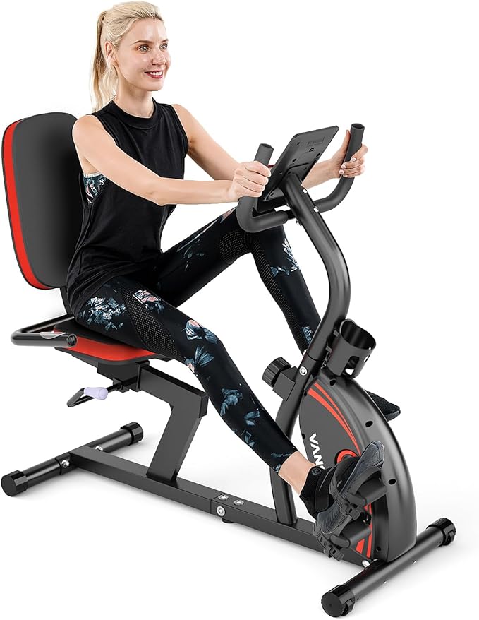 VANSWE Recumbent Exercise Bike for Adults Seniors - Recumbent Bikes for Home with Magnetic Resistance, Bluetooth and App Connectivity, Pulse Sensor