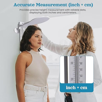 Extra-Wide High Accuracy Digital Physician Scale (440 lb / 200 kg Capacity) + Professional Wall-Mounted Stadiometer (24-82 in / 60-210 cm) - Ideal for Home, Office, Hospital, Gym & Bariatric Use