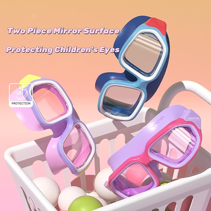 Kids Swim Goggles for Ages 4-12: Clear Vision, Wide View, No Leaks, Anti-Fog, UV Protection & Comfortable Fit
