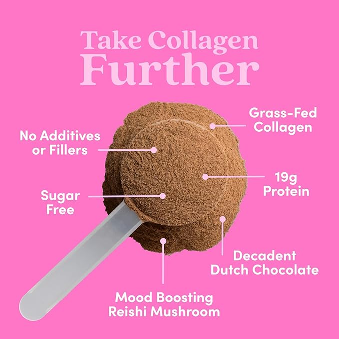 Further Food Chocolate Collagen Peptides Powder, Grass-Fed Pasture-Raised Hydrolyzed Type 1 & 3 Protein, Gut Health + Joint, Hair, Skin, Nails, Paleo Keto Sugar-Free 11.36 oz