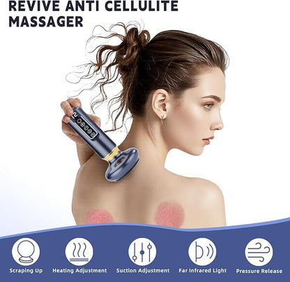 Electric Handheld Cellulite Massager -12 Adjustable Suction Modes for Anti-Cellulites Massage Therapy, Rechargeable Cordless Cellulite Remover Tool for Legs/Belly/Thighs/Arms/Butt(Green)