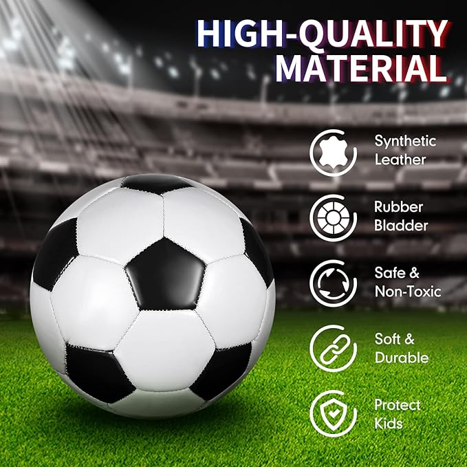 HyDren 4 Pack Soccer Ball with Pump Official Size 4/5 Deflated Soccer Balls Bulk for Outdoor Indoor Practice Training Sport Gift for Kids Boys Teen Youth Adult