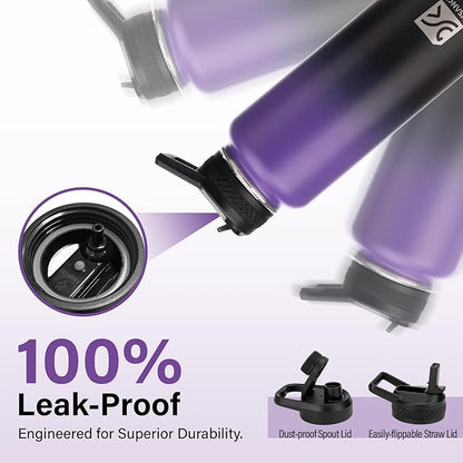 Insulated Water Bottle | Thickened Stainless Steel Vacuum Metal | Portable Sports Water Jug for Gym and Hiking with Straw, Carrier Bag, Handle Strap | BPA-Free 40 oz