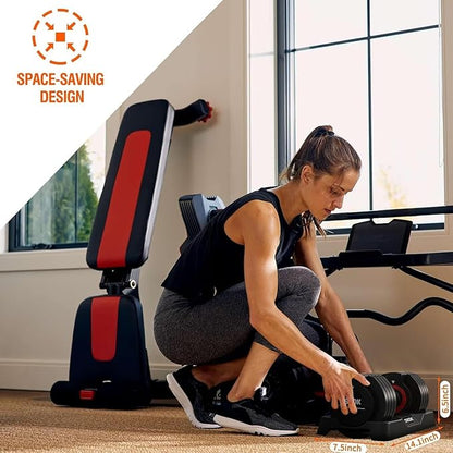 SKOK 25/55 lbs Pair Adjustable Dumbbells Set, Adjustable Weights Dumbbells Set for Men and Women with Anti-Slip Fast Adjust Weight by Turning Handle,Black Dumbbell with Tray