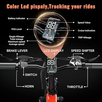 Folding Electric Bike for Adults, 20'' 1500W Peak Fat Tire Ebike, Up to 70 Miles 30+MPH Electric Mountain Bike with 52V 20AH Removable Battery, Dual Suspension, 7-Speed,UL Certified