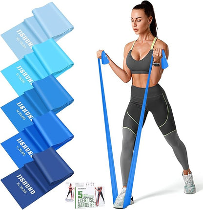 5 Pcs Resistance Bands, Professional Exercise Bands Elastic Stretch Bands for Fitness Yoga Pilates Stretching Strength Training, Workout Bands for Women and Men Home Gym