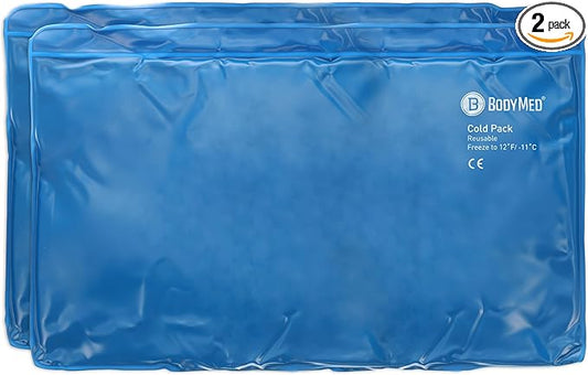 BodyMed Reusable Vinyl Ice Pack (2-Pack) for Knee, Arm, Elbow, Shoulder, Back - Professional Grade Cold Therapy for Injuries, Aches, Swelling, Bruises, Sprains - 21 in. x 13 in. (Oversize)