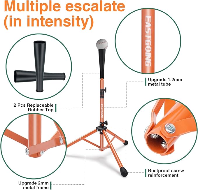 Eastgoing Heavy Duty Baseball and Softball Portable Travel Batting Tee.Adjustable Height|Portable|Collapsible. Baseball Hitting Tee for Any Age Player Practice