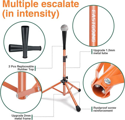 Eastgoing Heavy Duty Baseball and Softball Portable Travel Batting Tee.Adjustable Height|Portable|Collapsible. Baseball Hitting Tee for Any Age Player Practice