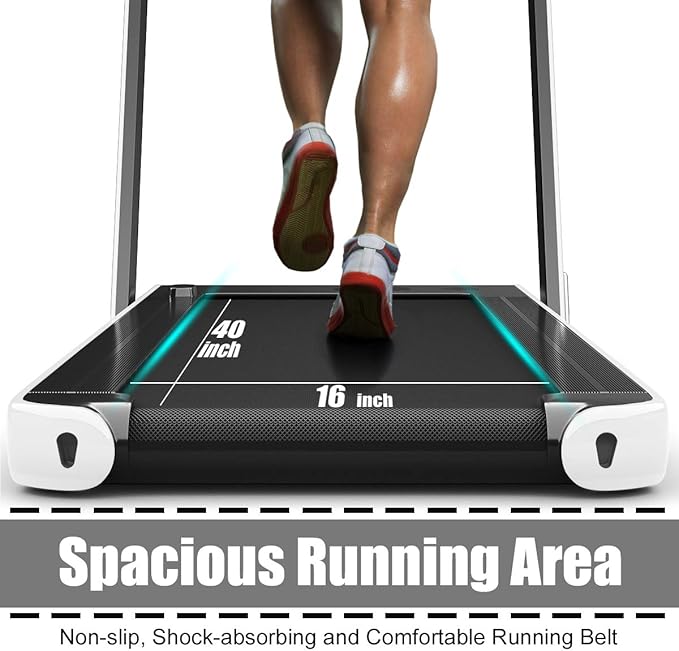 GYMAX Walking Pad, 2.25HP Foldable Treadmill with Smart App & Remote Control, Bluetooth LED Monitor, Small Spaces Compact Running Machine, Folding Portable Under Desk Treadmill for Home Office