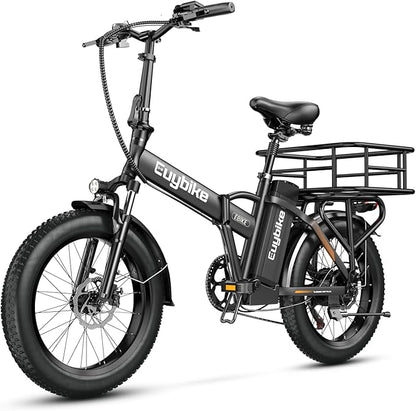 1000W Folding Electric Bike, 48V 20AH Large Removable Battery E Bike, 30+MPH, 80 Miles Max Range, 20" Fat Tire Electric Bike for Adults, Adult Electric Bicycles for Commute Beach Snow